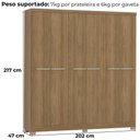 Ver imagem 4 de Guarda Roupa Casal 6 Portas 217x202 Cm E530 Nogueira Kappesberg