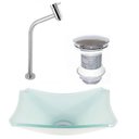 Ver imagem 1 de Cuba Vidro Retangular Chanfrada 37cm Branco Válvula Torneira