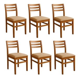 Kit 6 Cadeiras para Sala de Jantar em Madeira Maciça Diamante