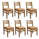 Ver imagem 1 de Kit 6 Cadeiras para Sala de Jantar Madeira Maciça Estofada D28 Encosto Anatômico Mel/Bege