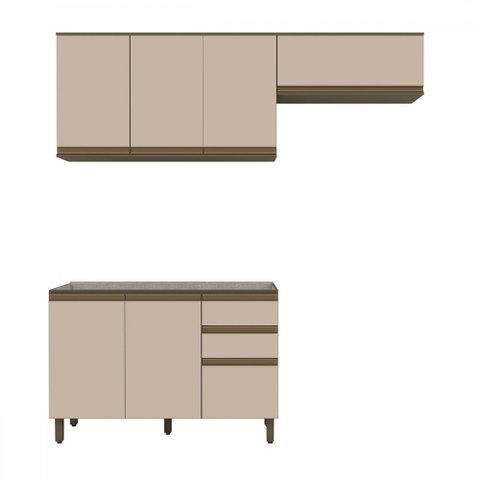 Cozinha Compacta Connect 7 Portas 2 Gavetas 100% Mdf Duna/cristal - Henn