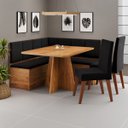 Ver imagem 1 de Conjunto Canto Alemão Baú Prestigio com Mesa 120x80cm e 2 Cadeiras Milao Mel Veludo Preto - Casa Giu