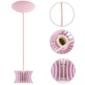 Luminária Pendente Arcum P Madeira E27 Decoração Moderno Rosa Claro - 5
