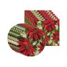 Kit Sousplat + Guardanapo Natal Fundo Flor2 - 6 Peças - com Base - 1