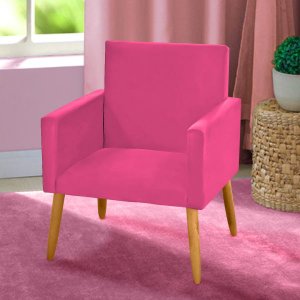 Poltrona Decorativa Nina suede pink para penteadeira