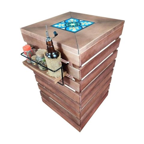 Porta Botijão de Gás Móvel Aparador para Cozinha + Porta Condimentos