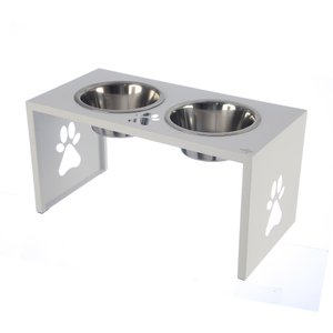 Comedouro Elevado Duplo Cão Porte M Branco