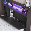Ver imagem 4 de Cama de Solteiro Juvenil com LED e 1 Porta para Colchão 188x88cm Grafite Multimóveis