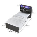Ver imagem 5 de Cama de Solteiro Juvenil com LED e 1 Porta para Colchão 188x88cm Grafite Multimóveis