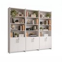 Ver imagem 2 de Kit 3 Armários para Escritório Semi-Aberto 2 Portas com Chave Branco