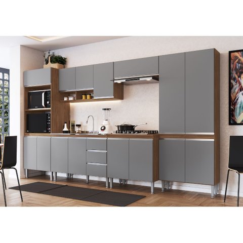 Cozinha Modulada 6 Peças Athena Freijó Cinza Megasul