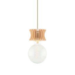 Luminária Pendente Arcum P Madeira E27 Decoração Moderno Pessego - 3