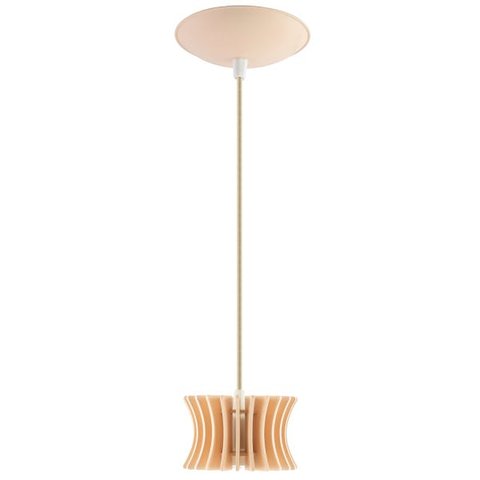 Luminária Pendente Arcum P Madeira E27 Decoração Moderno Pessego