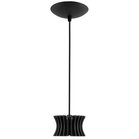 Luminária Pendente Arcum P Madeira E27 Decoração Moderno Preto