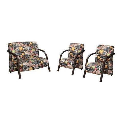 Kit 3 Poltronas Decorativa Vênus Braço Madeira Confortável D'Salla Estampada Retro Bar