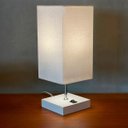 Ver imagem 1 de Abajur Luminaria de Mesa Quadrado Mdf Interruptor Ref 49 Decoração Casa Sala Quarto Escritório