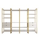 Ver imagem 3 de Guarda Roupa Aberto Industrial Casal Modulado Completo Branco Cabideiro com Gavetas Base Dourada