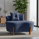 Ver imagem 2 de Namoradeira Sofá Feijão Luna 100cm Orgânica Suede Azul Marinho