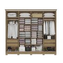 Ver imagem 2 de Guarda Roupa Casal 265cm 4 Portas 4 Gavetas C/espelho e Pés Cb01n565 Kappesberg - Nogueira/macadâmia