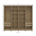 Ver imagem 3 de Guarda Roupa Casal 265cm 4 Portas 4 Gavetas C/espelho e Pés Cb01n565 Kappesberg - Nogueira/macadâmia