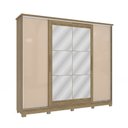 Ver imagem 1 de Guarda Roupa Casal 265cm 4 Portas 4 Gavetas C/espelho e Pés Cb01n565 Kappesberg - Nogueira/macadâmia