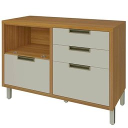 Balcão Modular Imperatriz 120cm com Porta Temperos e Separador de Talheres Freijó/off White Nesher - 2 Balcão Modular Imperatriz 120cm com Porta Temperos e Separador de Talheres Freijó/off White Nesher - 2