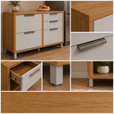 Ver imagem 4 de Balcão Modular de Cozinha 120cm com Porta Temperos e Talheres Freijó/Off White - Nesher