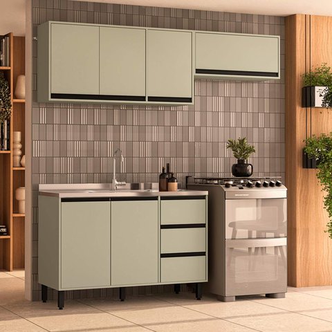 Armário de Cozinha Modulada Completa 3 Peças 200cm sem Tampo 250027 Koya Politorno Móveis