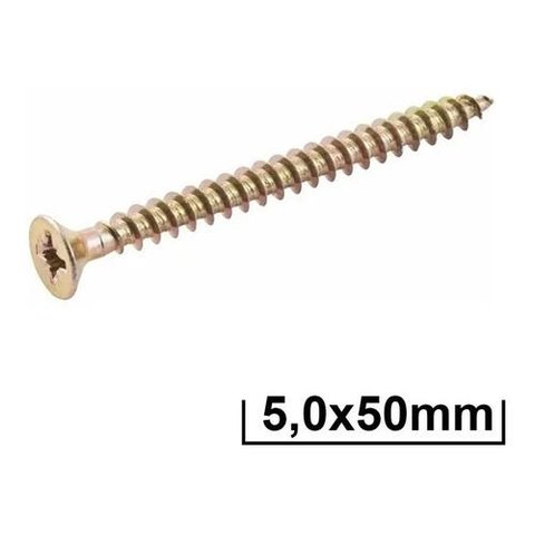 Parafuso Madeira Chipboard Cabeça Chata 5.0x50mm 200 Unidade