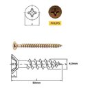 Ver imagem 2 de Parafuso Madeira Chipboard Cabeça Chata 5.0x50mm 200 Unidade
