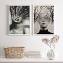 Ver imagem 2 de Kit 2 Quadros Fotografias Abstrata Mulher árvore 24x18cm:madeira Preta