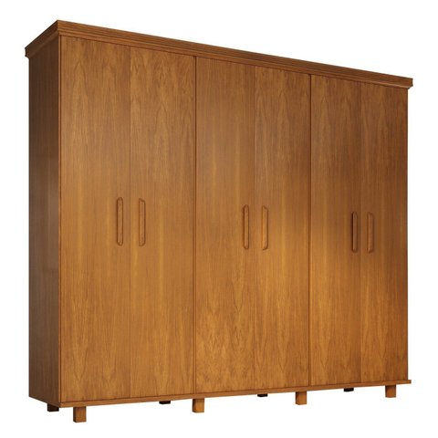 Guarda-Roupa Ibiza 6 Portas Madeira Maciça Marrom/Mogno Mel