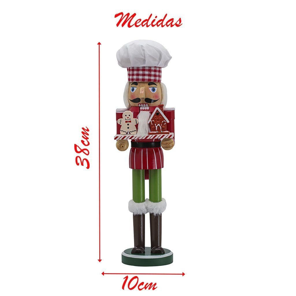 Boneco Quebra Nozes Confeiteiro Natal Papai Noel 38cm - 2