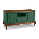 Ver imagem 1 de Rack para Sala com Pés Luis Xv 2 Portas 1 Gaveta e Nicho 60811m Hannover - Verde Musgo/imbuia Glazer