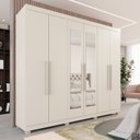 Ver imagem 1 de Guarda-Roupa Casal Casal 6 Portas 3 Gavetas com Espelho com Pés Roma Espresso Móveis Branco/Off Arenas
