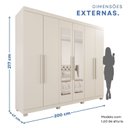 Ver imagem 4 de Guarda-Roupa Casal Casal 6 Portas 3 Gavetas com Espelho com Pés Roma Espresso Móveis Branco/Off Arenas