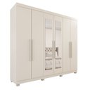 Ver imagem 3 de Guarda-Roupa Casal Casal 6 Portas 3 Gavetas com Espelho com Pés Roma Espresso Móveis Branco/Off Arenas