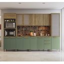 Ver imagem 1 de Armário de Cozinha Modulada Completa Reta 12 Peças 3,20m Botanic Kappesberg - Nogueira/verde Oliva