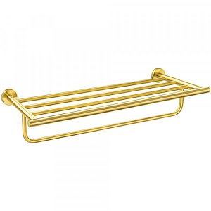 Porta Toalhas de Hotel com Prateleira Inox Tarsila Dourado