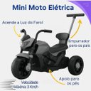 Ver imagem 3 de Mini Moto Esportiva Elétrica Infantil, 6v, 3km/h, Controle Remoto, Cinza, até 30kg