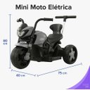 Ver imagem 2 de Mini Moto Esportiva Elétrica Infantil, 6v, 3km/h, Controle Remoto, Cinza, até 30kg