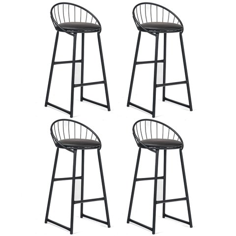 Banqueta Industrial Aço Preta – Gourmet, Varanda, Living – Banqueta Shell Kit 4