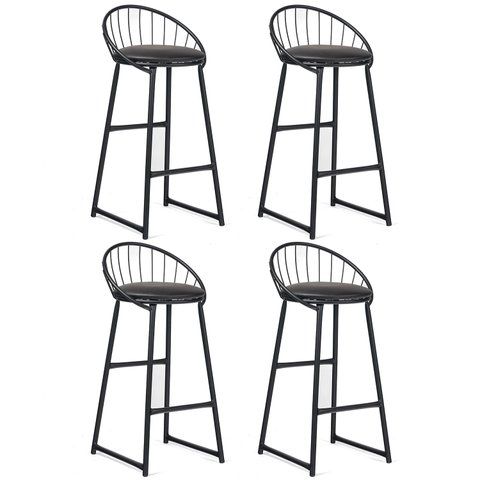 Banqueta Industrial Aço Preta – Gourmet, Varanda, Living – Banqueta Shell Kit 4