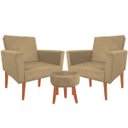 Ver imagem 2 de Kit 2 Poltrona Decorativa Nina e Puff Suede Capuccino