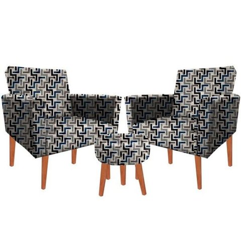 Kit 2 Poltrona Decorativa Nina e Puff Suede Abistrato 21