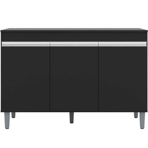 Balcão de Pia para Cozinha 120 Cm 3 Portas Kadu Preto