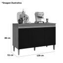 Ver imagem 2 de Balcão de Pia para Cozinha 120 Cm 3 Portas Kadu Preto