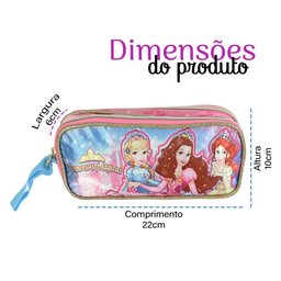 Estojo Escolar Princesas Mágicas com 2 Compartimentos - 3