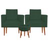 Kit 2 Poltrona Decorativa Nina e Puff Suede Verde - 1