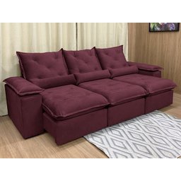 Sofá Retrátil Reclinável 2,70 M Vinho 507 Zuqui Plus - 1